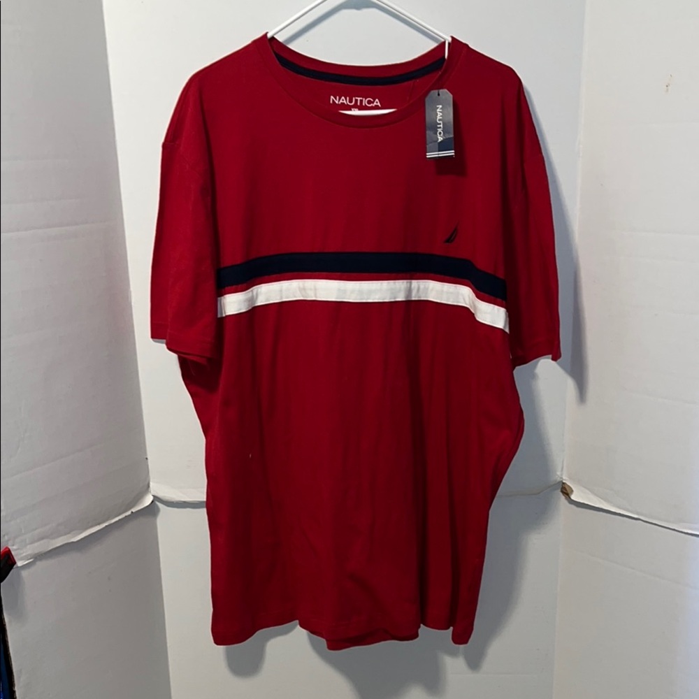 Nautica Red and White Short Sleeve Tee